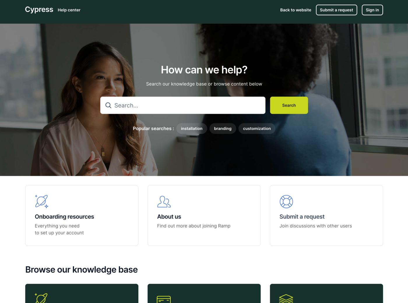 Cypress theme for Zendesk